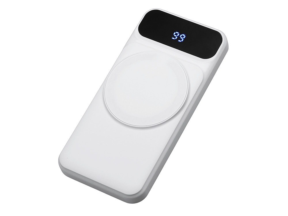 Магнитный беспроводной внешний аккумулятор со встроенными кабелями Мэни, 10000 мАч