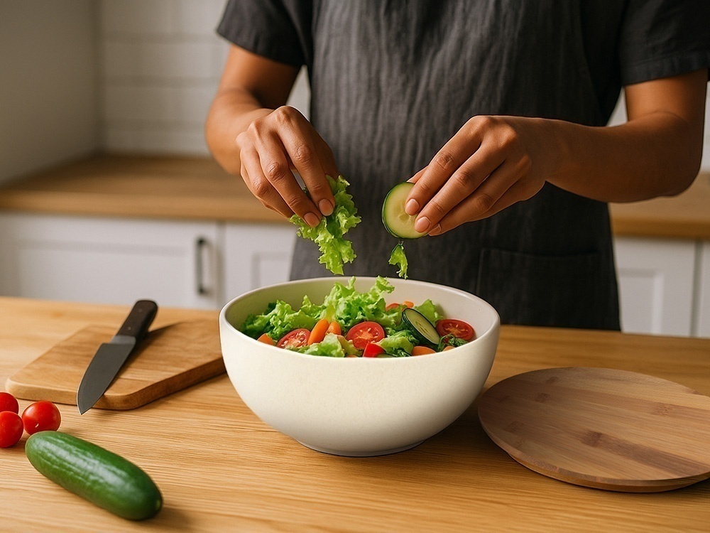 Салатник из натуральных волокон с бамбуковой крышкой Bowl