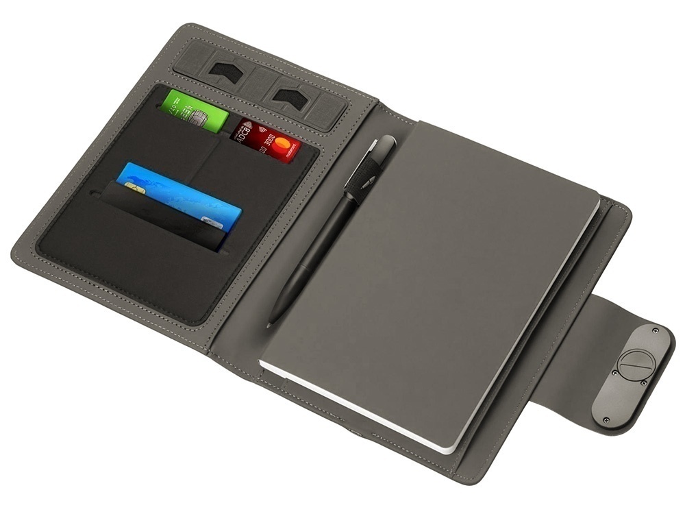 Подарочный набор Twilight: органайзер А5 с беспроводной зарядкой и металлическая шариковая ручка со светящимся логотипом