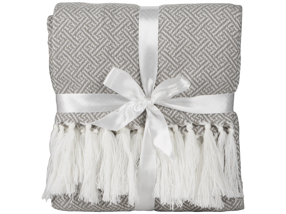 Плед акриловый с белой бахромой Tassel