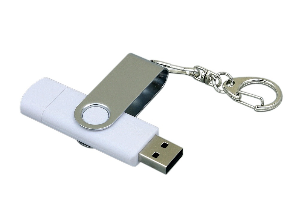 Флеш-накопитель 32 ГБ с поворотным USB 2.0 и Micro USB разъёмом
