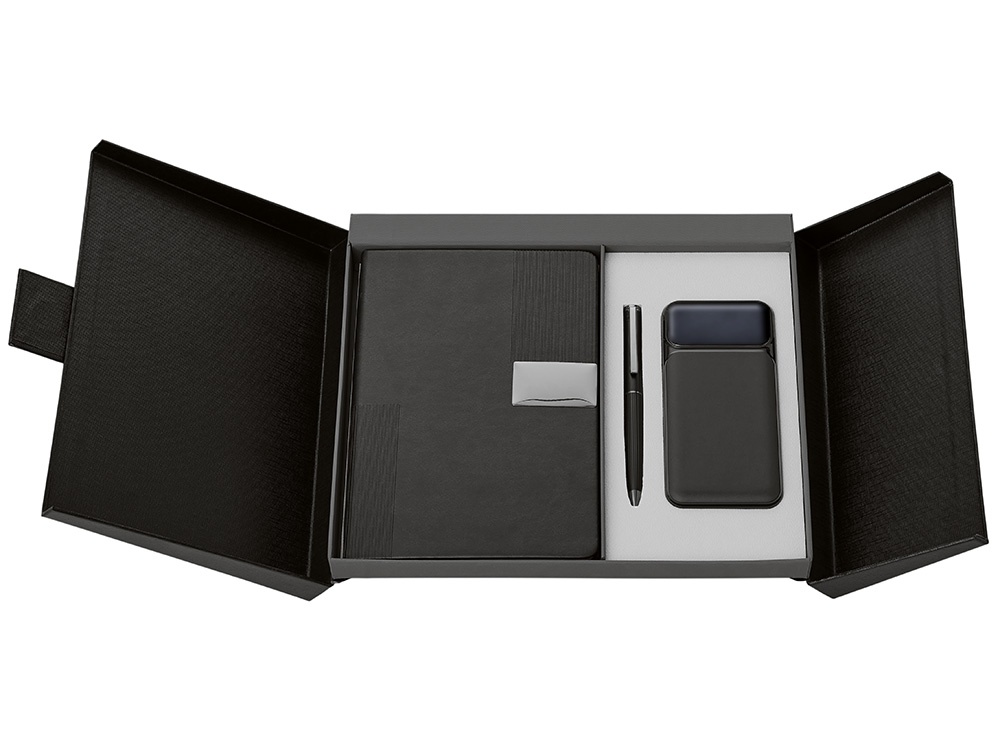 Подарочный набор Tesla с блокнотом А5, ручкой и пауэрбенком на 10 000 mAh