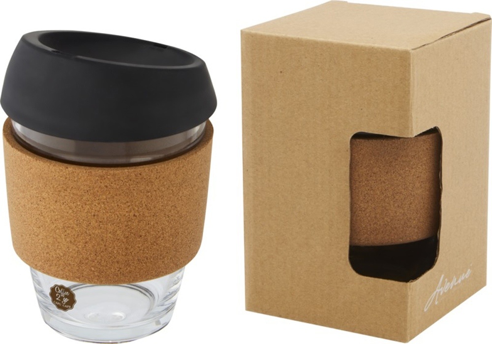 Стеклянный стакан с силиконовой крышкой и пробковой манжетой Lidan