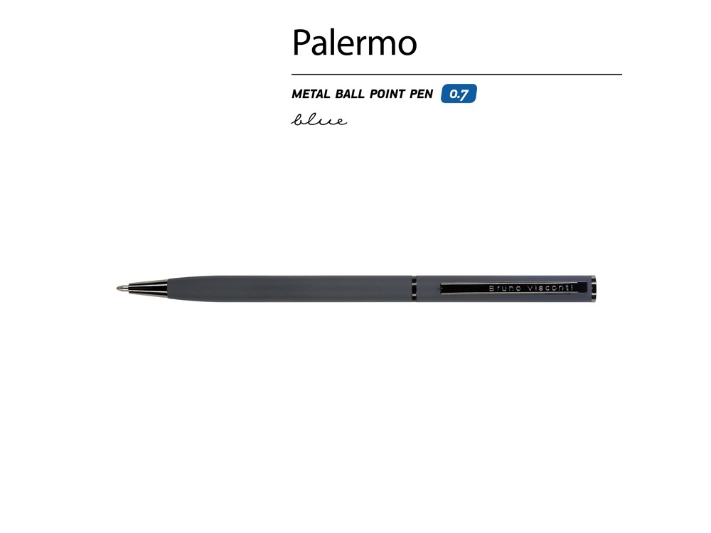 Ручка металлическая шариковая Palermo, софт-тач